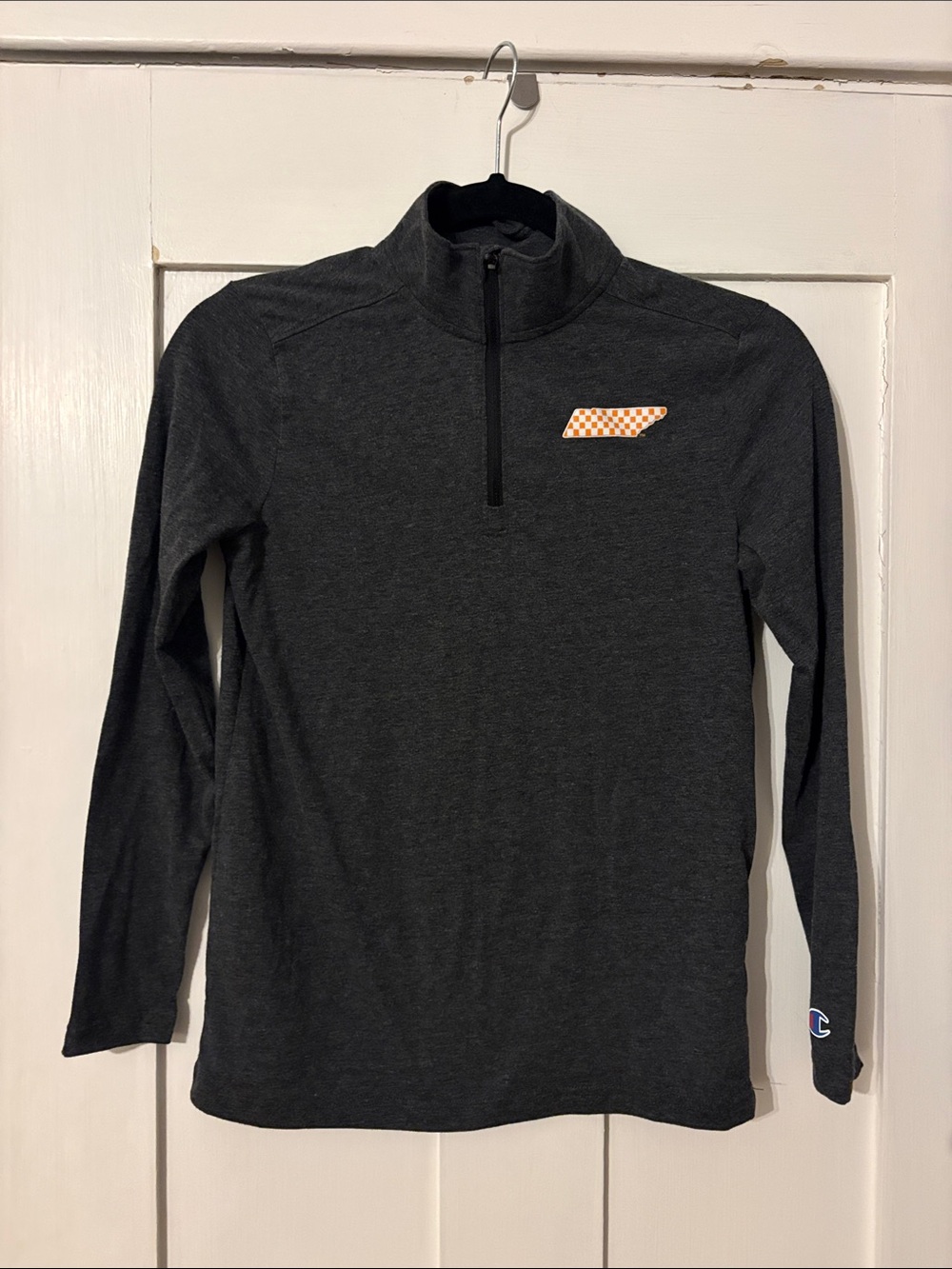 TN Charcoal Quarter-Zip Pullover with TN Orange Checker Patch